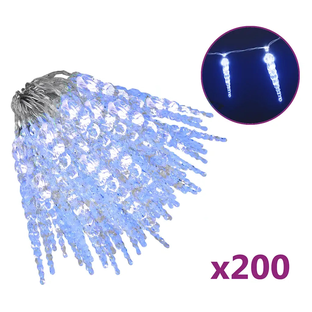 Luce Natale a Ghiacciolo 200 LED-Luci decorative natalizie Blu 20 m Acrilico PVC