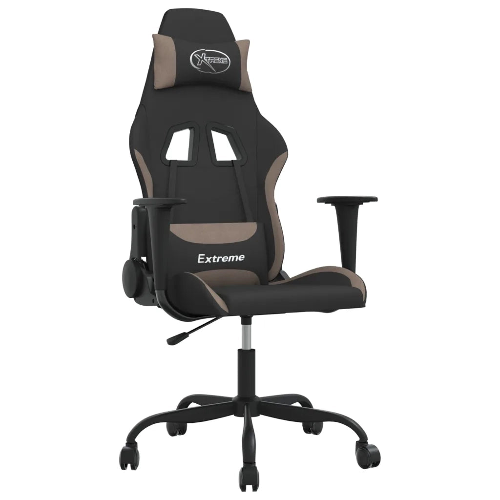 Sedia da Gaming Nero e Tortora in Tessuto 345471