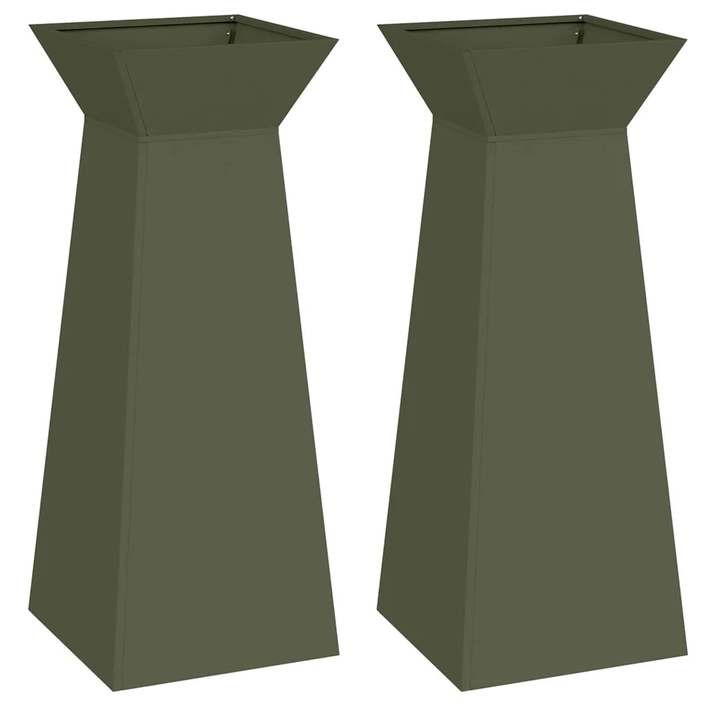 Vaso a Pilastro 2 pcs Oliva 40 x 40 x 100 cm