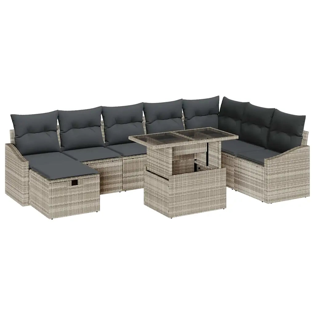 Set Divano da Giardino 9 pcs Grigio chiaro polyrattan 3361191