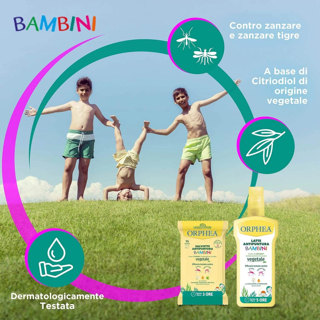 Antipuntura Latte Bambino, Origine Vegetale, Senza Alcool, Con Camomilla, Dura fino a 5 ore, 100ml, Orphea