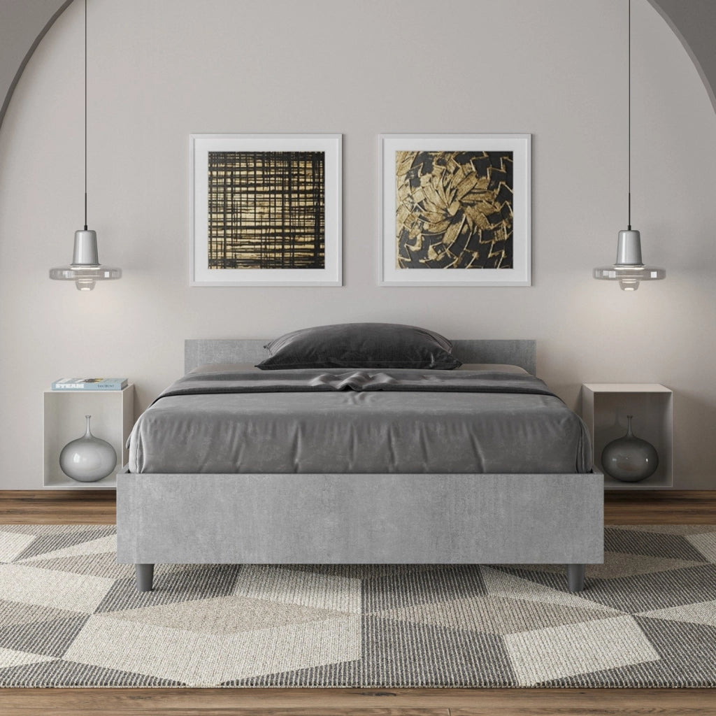 Letto 1 Piazza e Mezzo 120x190 cm con Rete Nuamo Cemento
