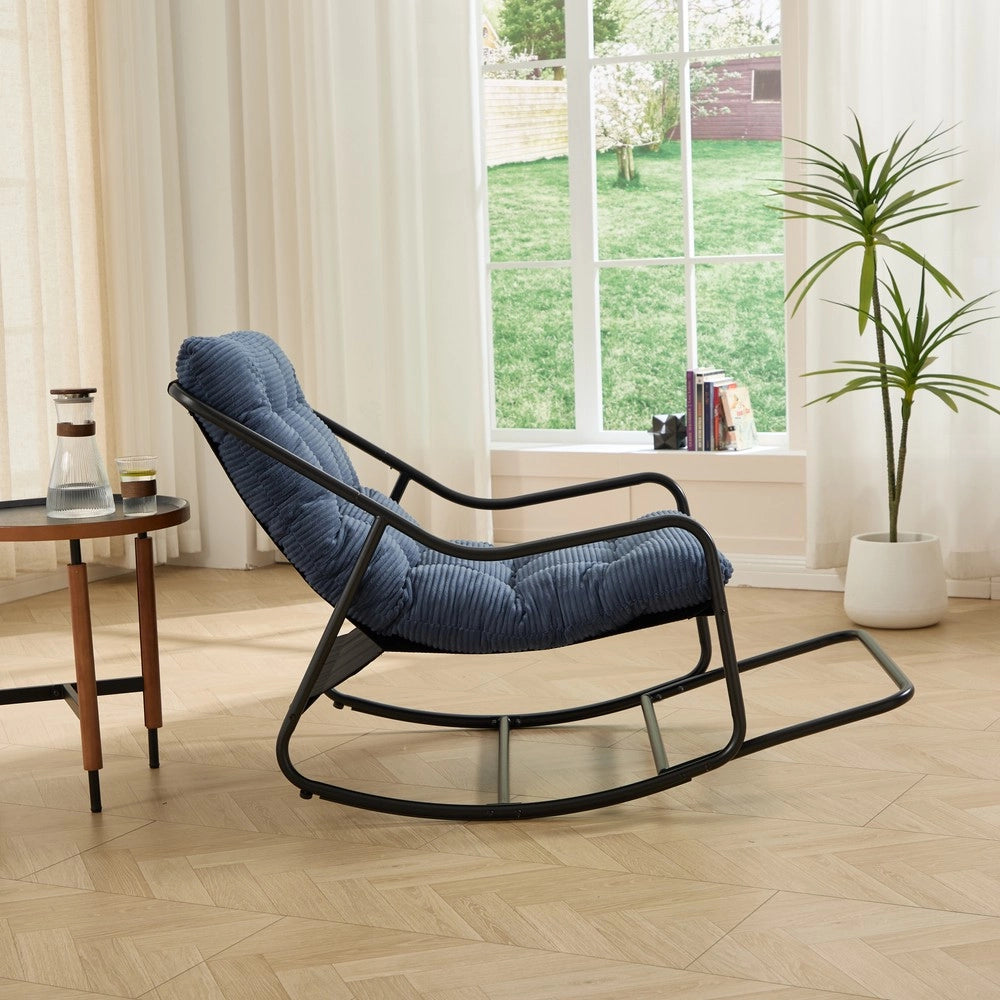 Poltrona a Dondolo con Cuscino ¨C Xylo ¨C Nero/Blu Navy