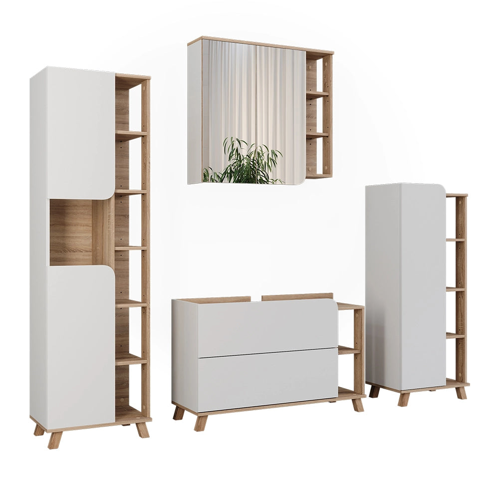 Vicco Set di mobili da bagno Sonoma/Bianco 4 parti