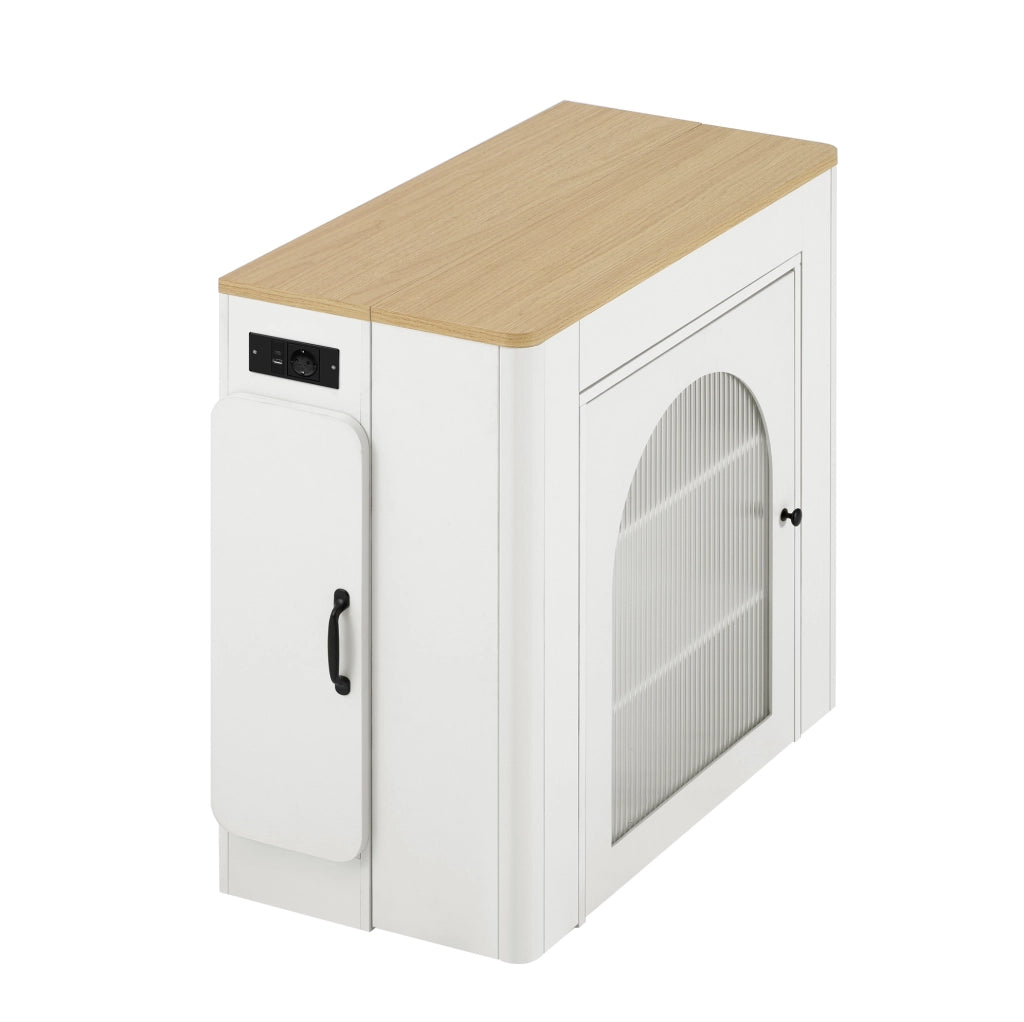 Isola cucina allungabile con ruote, LED e prese USB-C