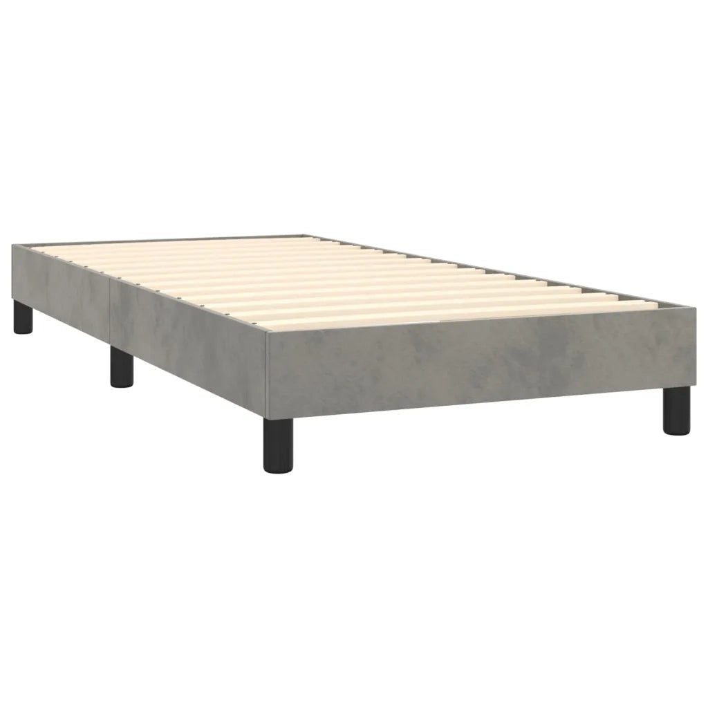 Letto a Molle con Materasso e LED Grigio Chiaro 90x200 cm Velluto