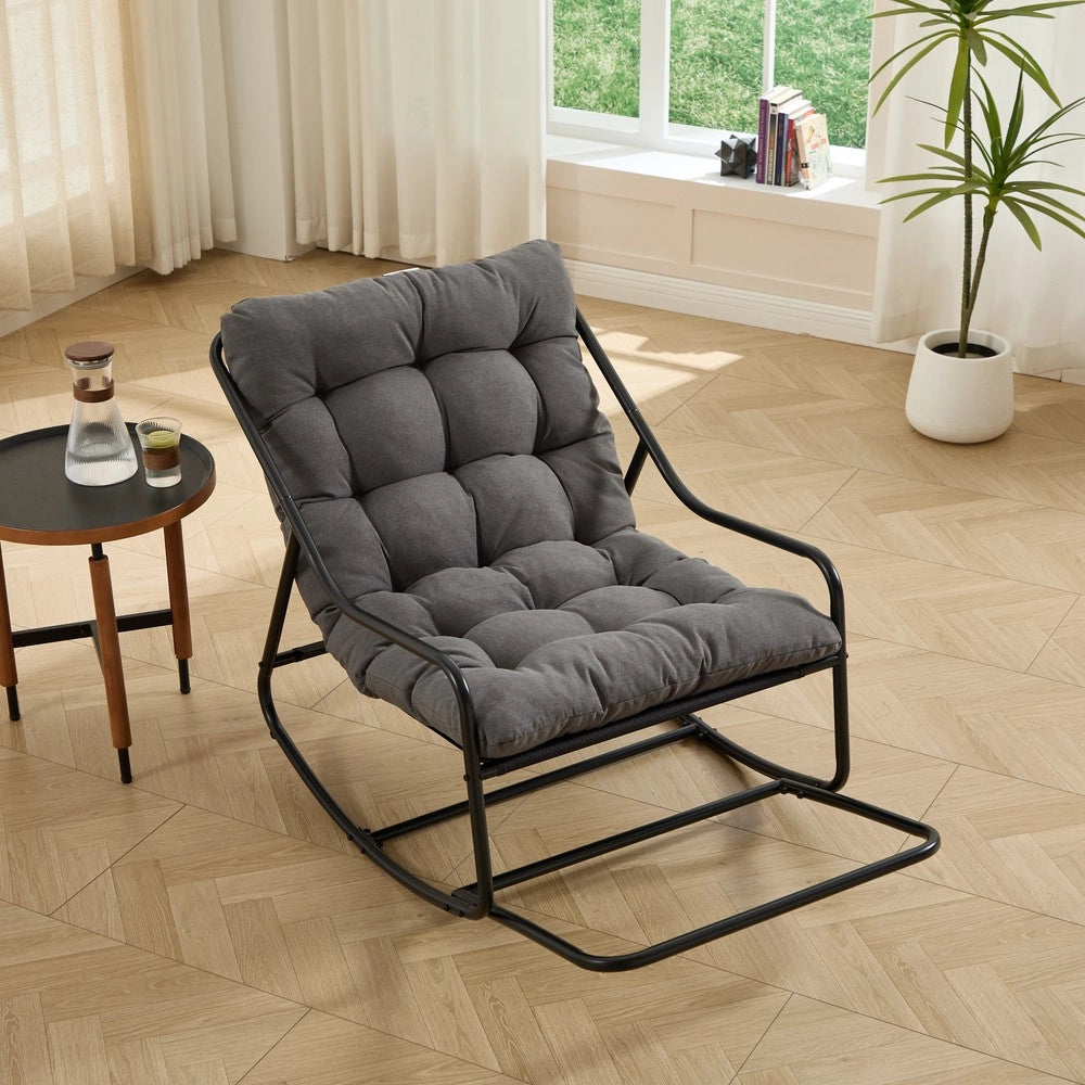 Poltrona Dondolo da Giardino con Cuscino ¨C Xylo ¨C Nero/Grigio