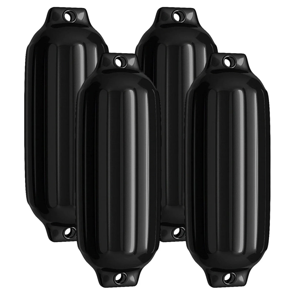 Set di 4 parabordi resistenti ai raggi UV 40 x 11,5 cm protezione ottimale design classico PVC nero 20_0019480