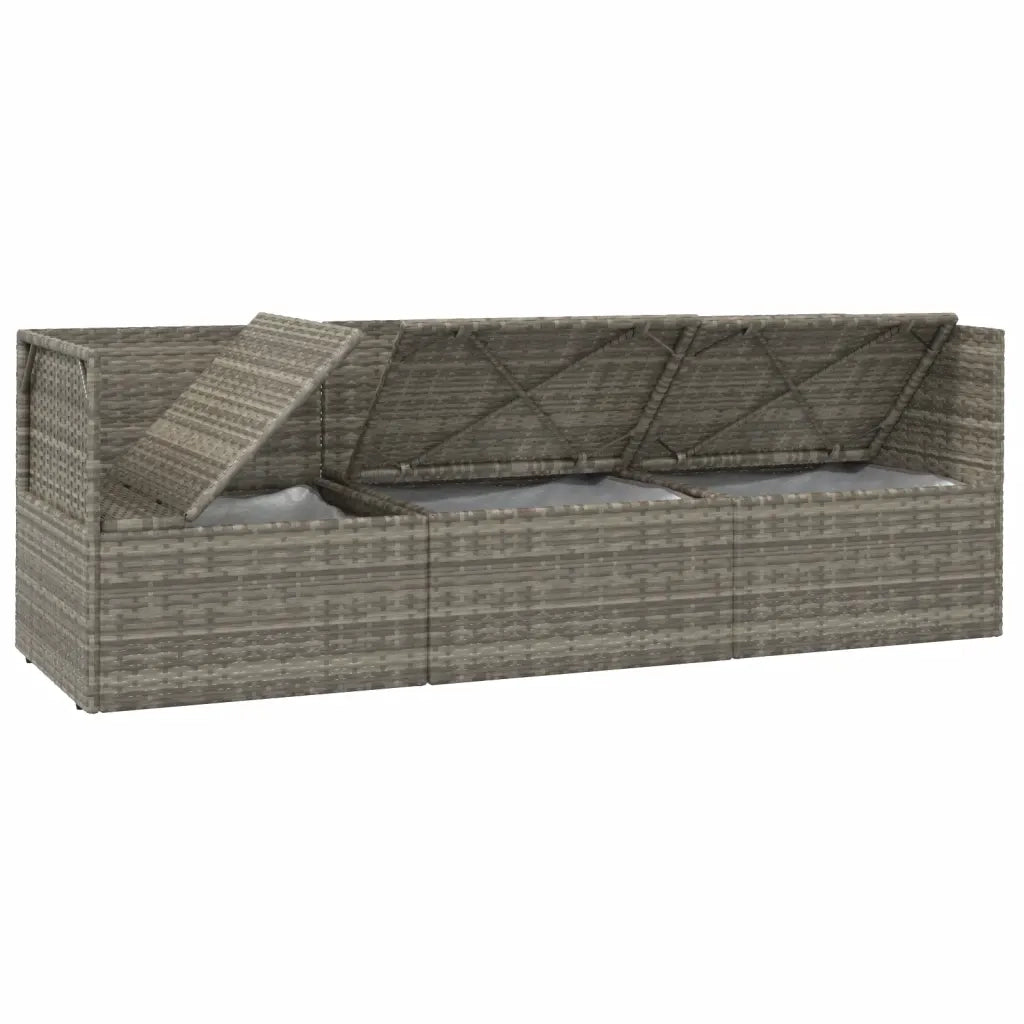 Set Divani da Giardino 3 pz con Cuscini in Polyrattan Grigio 318679