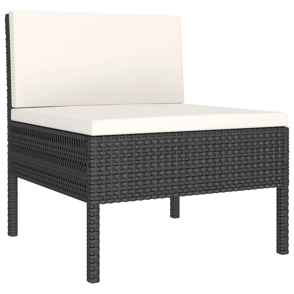 Set Divani da Giardino 7 pz con Cuscini in Polyrattan Nero 3094536