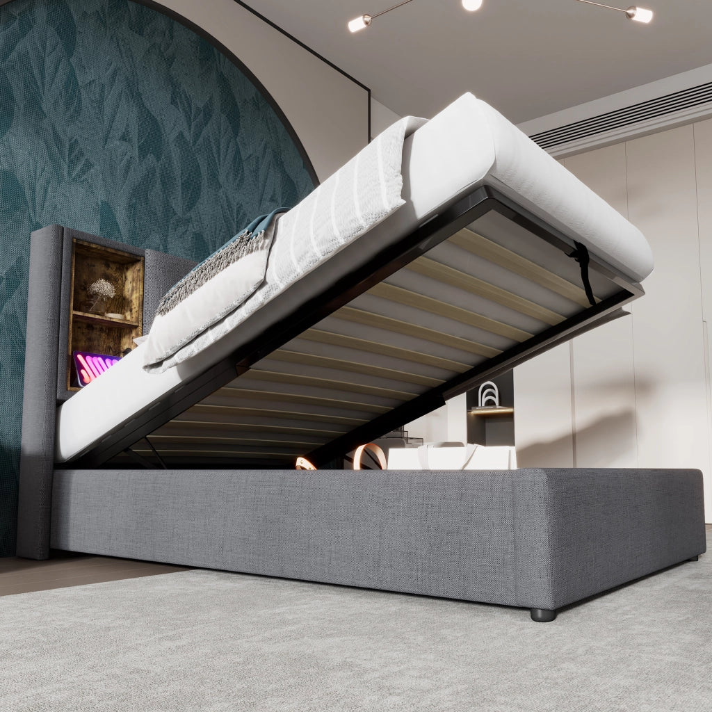 Letto singolo imbottito 90x200 cm con ricarica wireless