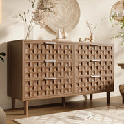 Sideboard 120x37x77 cm con 6 cassetti; effetto rovere; MDF