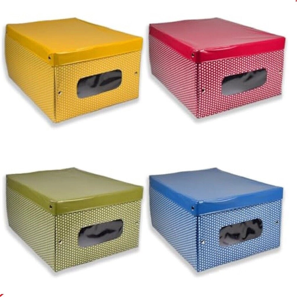 Scatole Box KIT 4pz Sistemazione Armadio in PVC Pieghevole 50x40 h.25cm Col.Ass