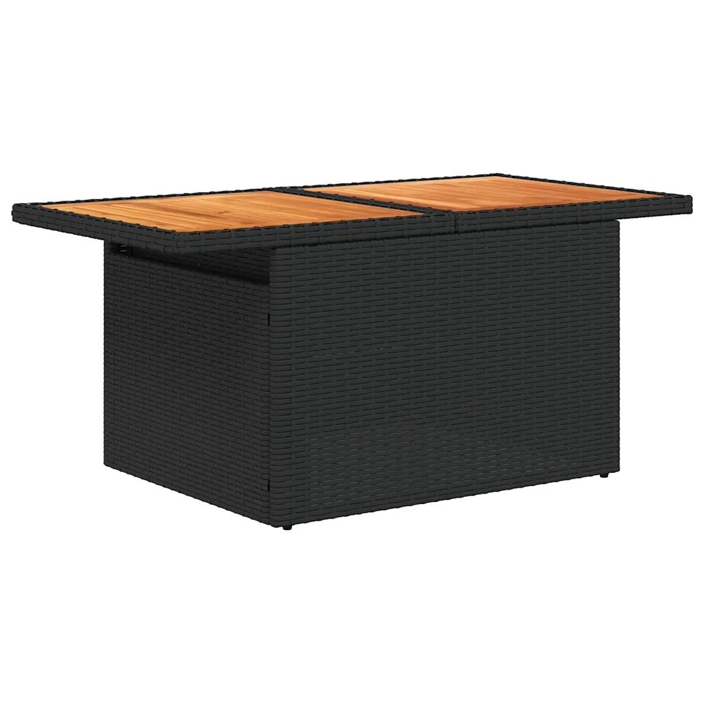 Set Divano da Giardino 6 pz con Cuscini Nero Polyrattan Acacia 3327710