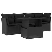 Set Divani da Giardino 5 pz con Cuscini in Polyrattan Nero 3266345