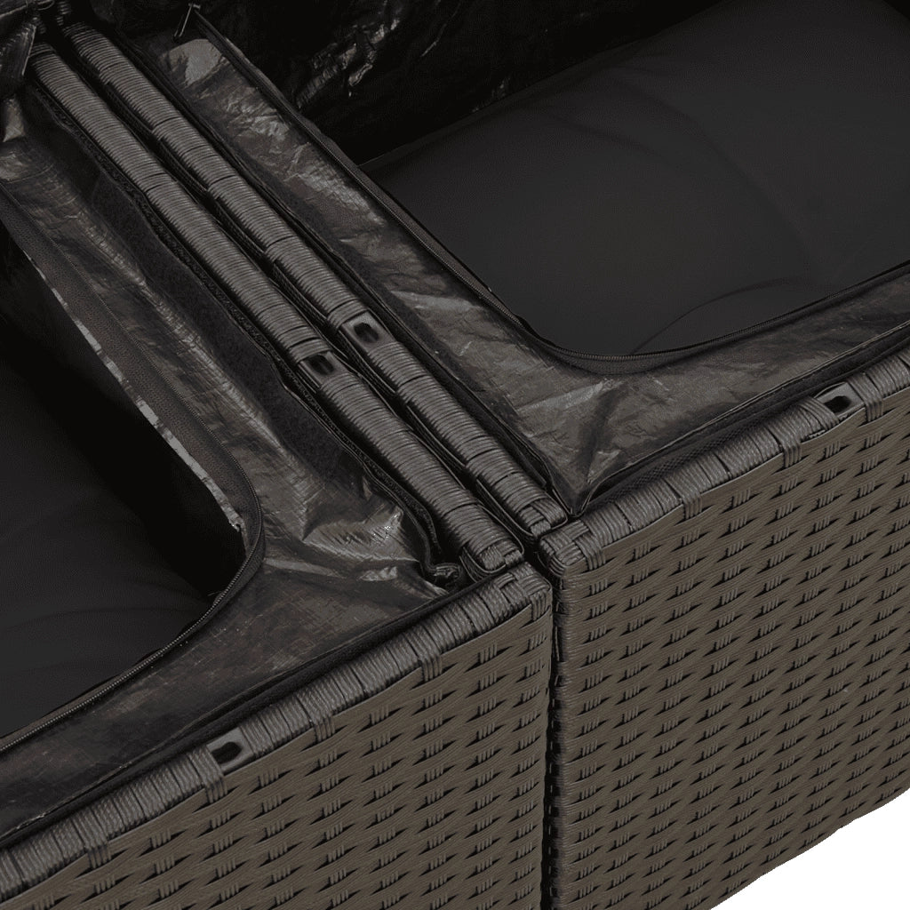 Set Divani da Giardino 10pz con Cuscini in Polyrattan Nero 3259556