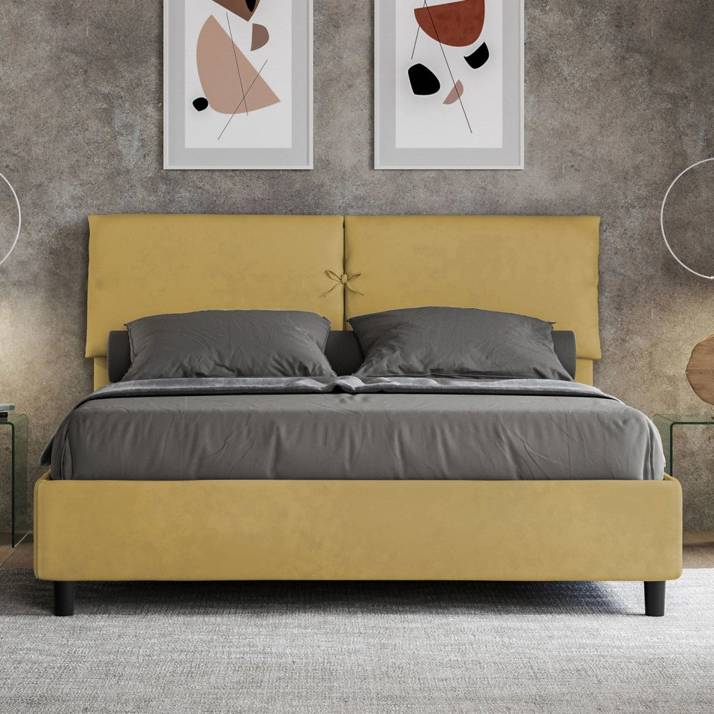 Letto Matrimoniale 160x200 cm con Rete Mados Ocra