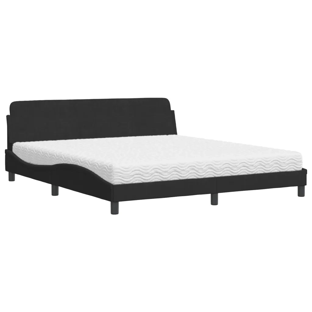 Letto con Materasso Dover Nero 180x200 cm in Velluto 3208453