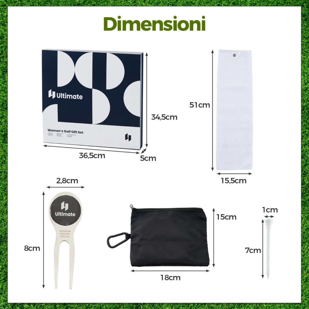 Set completo da golf con tee asciugamano cintura e cappello da golf, Scatola regalo golf per donna