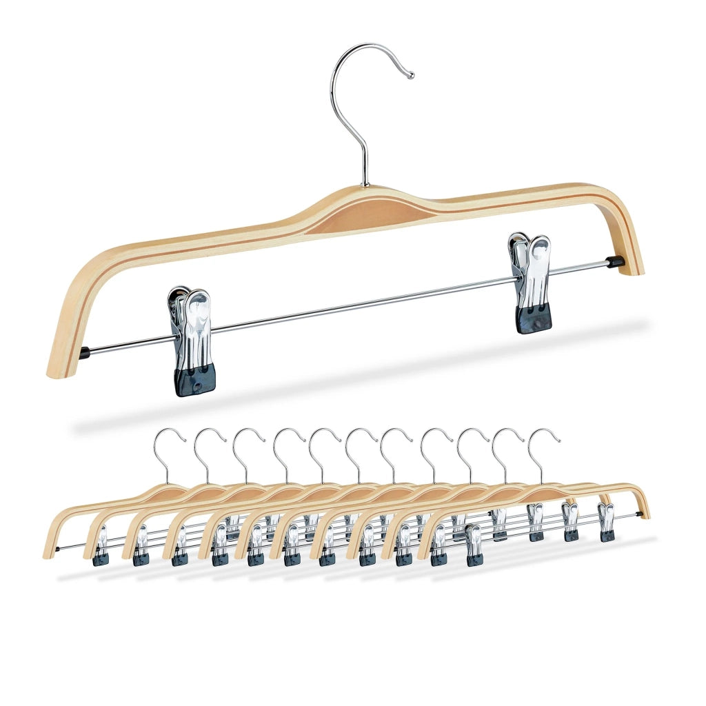 Set di 12 grucce con mollette in legno naturale per gonne e pantaloni finitura elegante 30 x 0 x 1 cm legno naturale 13_0015884