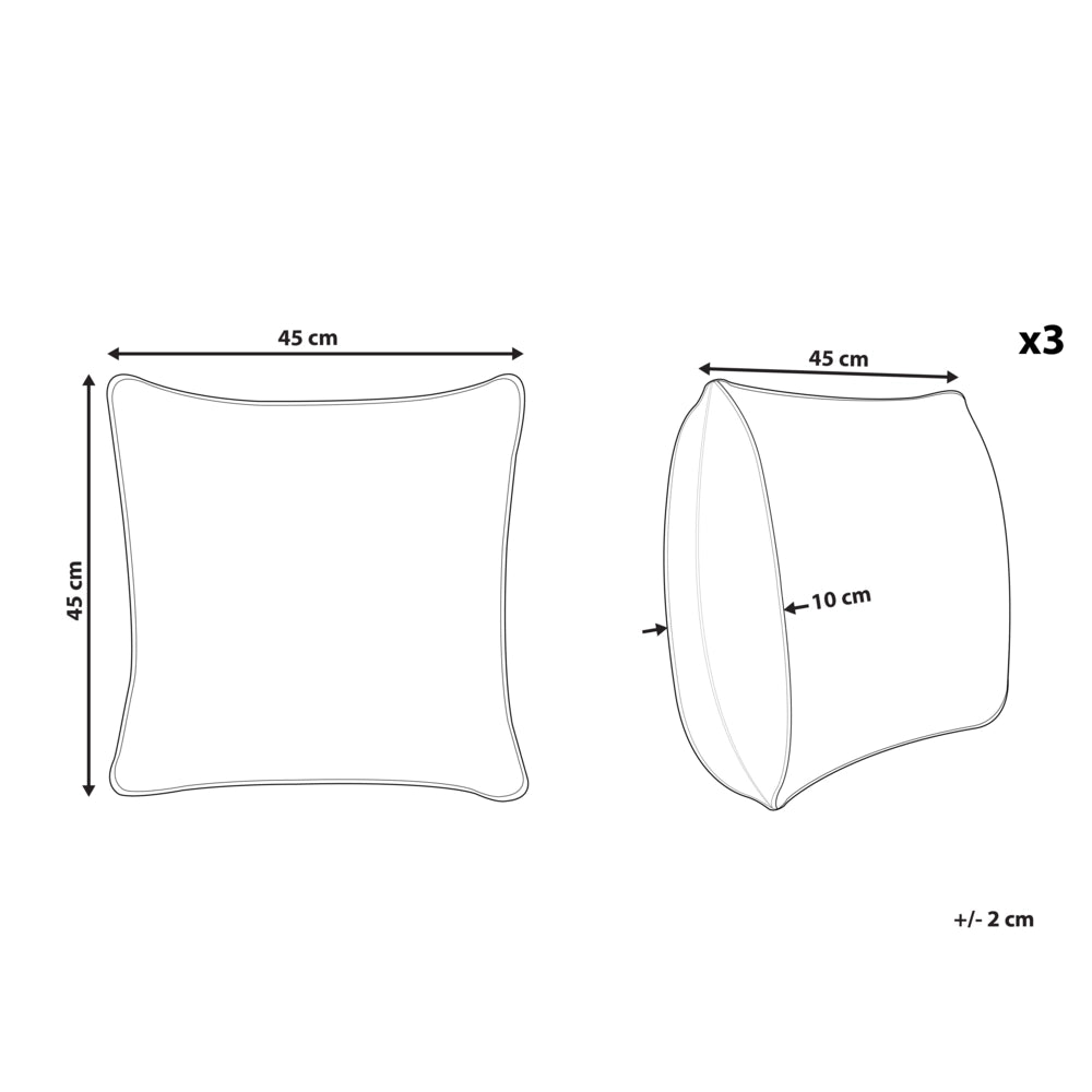 Set di 3 cuscini da esterno blu e beige in olefina decorativi per giardino