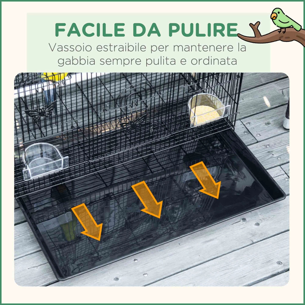 Gabbia per Uccelli ¨C Minimal ¨C Nero, Plastica e Metallo, 60x41x41 cm