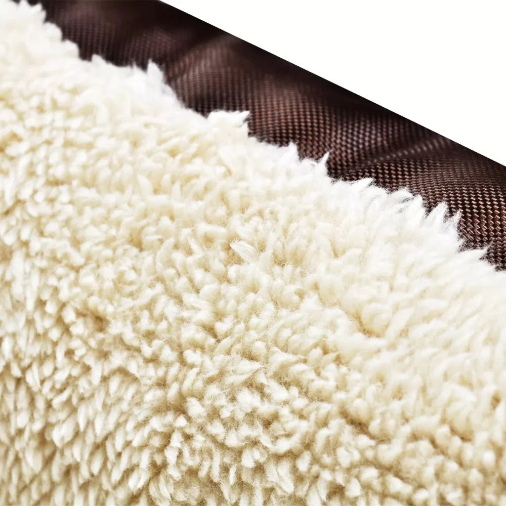 Cuccia calda per cani con cuscino imbottito 65 cm marrone e beige 02_0001549