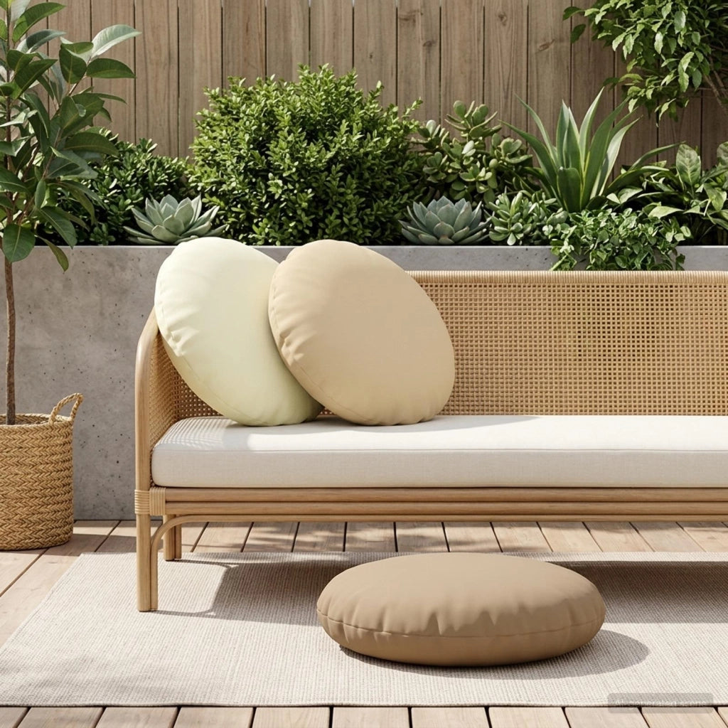 Cuscino con cuscino HEERLEN 6 pz Crema Poliestere 929478