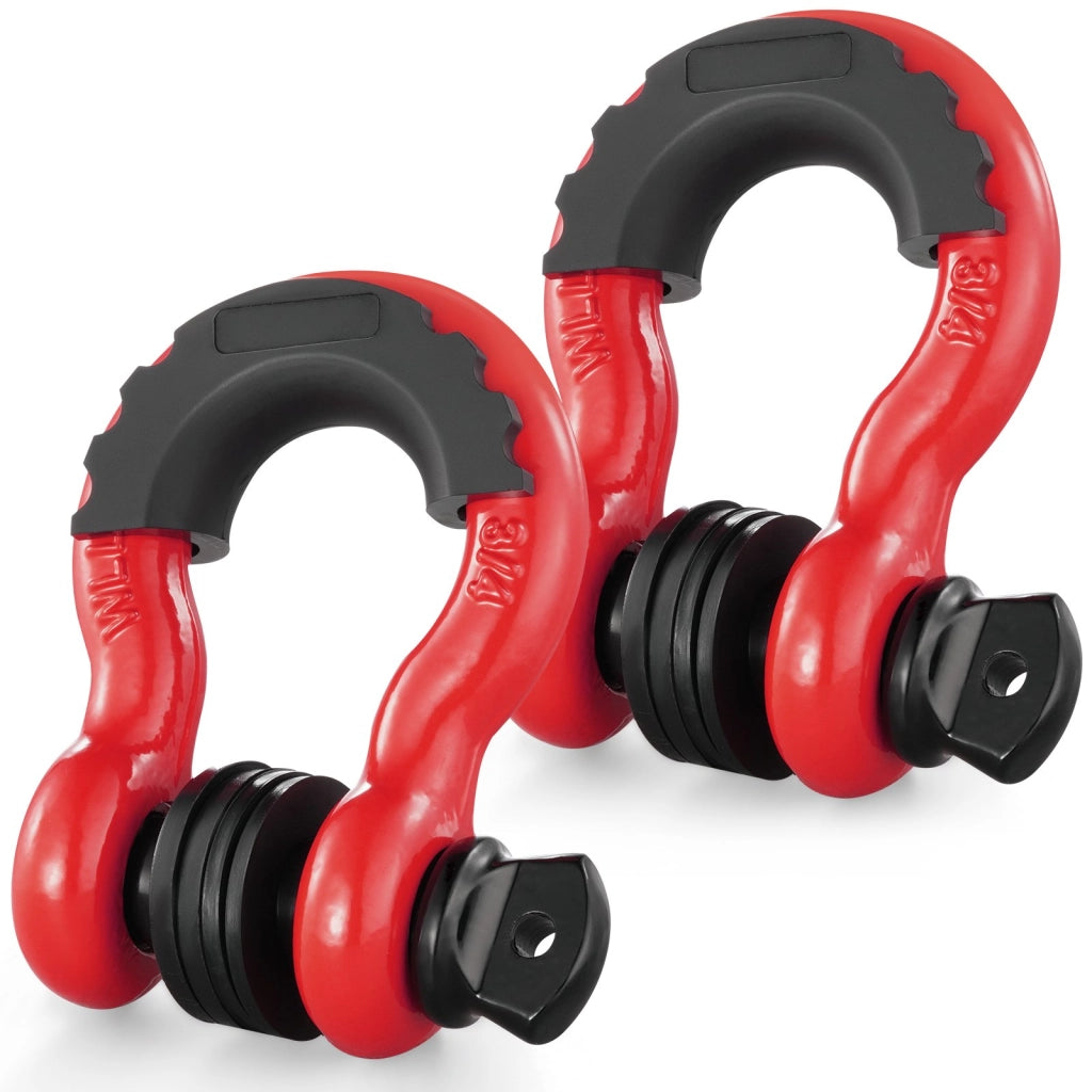 Set 2 Grilli ad Anello a D 19 mm in Acciaio Rosso 4,75 T Robusto per Traino e Recupero Fuoristrada G209-4.75T con Perno 22 mm
