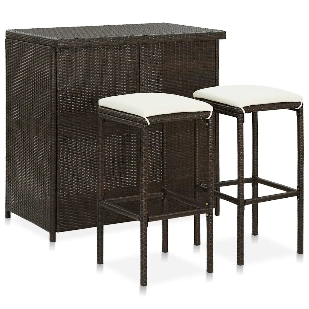 Set da Bar 3 pz in Polyrattan Marrone 313470