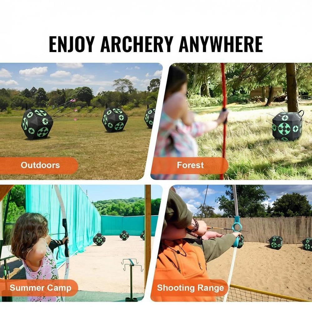 381 X 381 X 381 Mm Archery Target, Cube Archery Target For Recurve Bows, Compound Bows Or Longbows, Portable Bow Arrow Target For Children, Youth, And Adults, Black