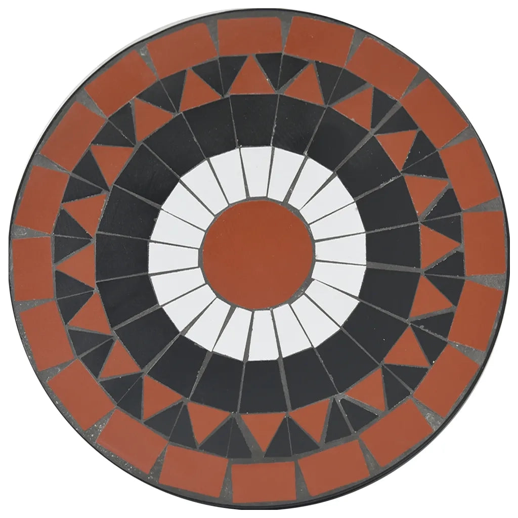 Set da Bistrot con Mosaico Terracotta e Bianco Ferro e Ceramica 3216355