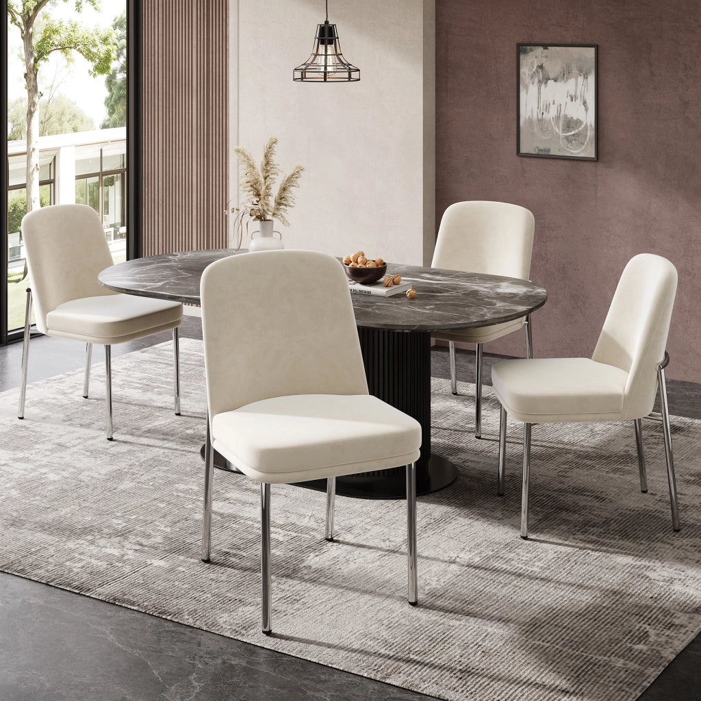 Set sedie da pranzo in velluto beige