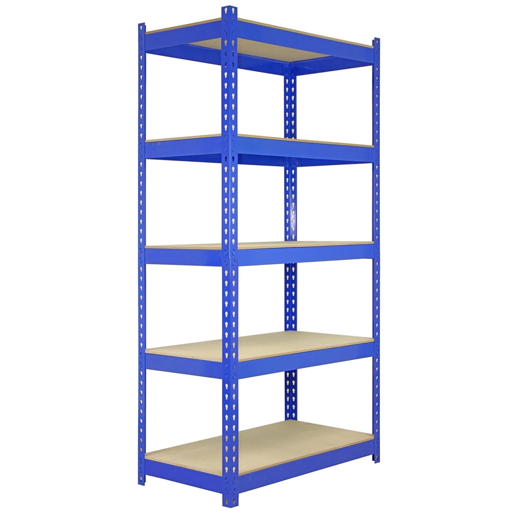 10 Scaffali in Acciaio Senza Bulloni Q-Rax Blu Larghi 90cm per Magazzino e Box