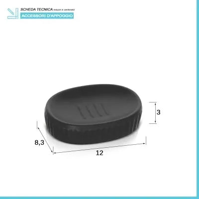 Accessori bagno da appoggio in set 3 pezzi in ceramica colore nero Cup