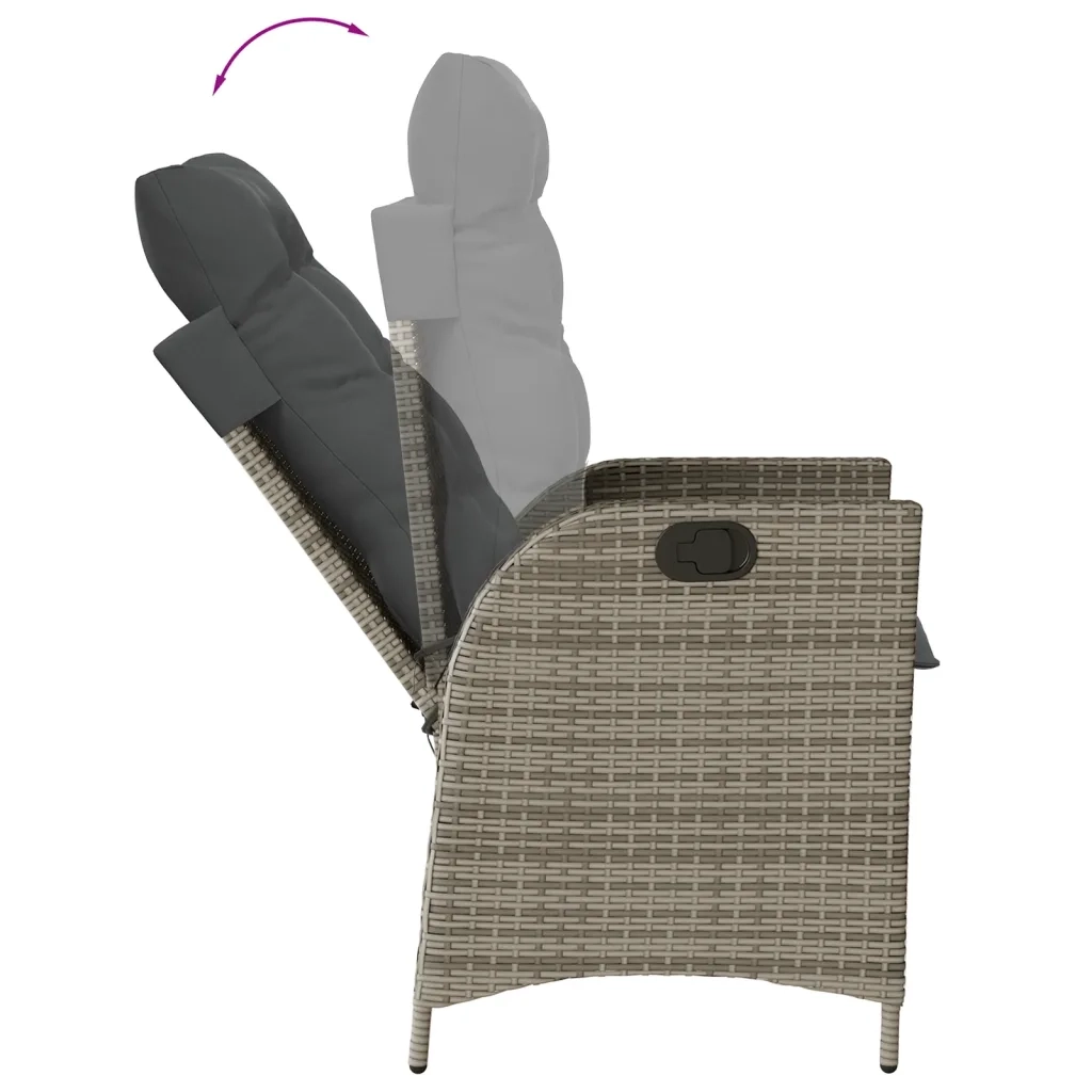 Set da Pranzo da Giardino 7 pz con Cuscini in Polyrattan Grigio 3213082