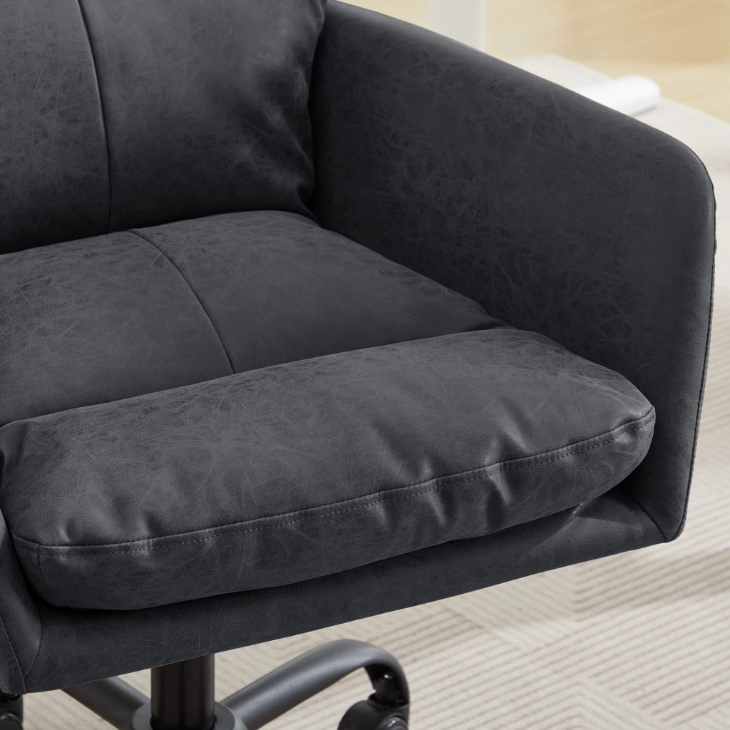 Sedia da ufficio con altezza regolabile e design ergonomico per studio in PU nero