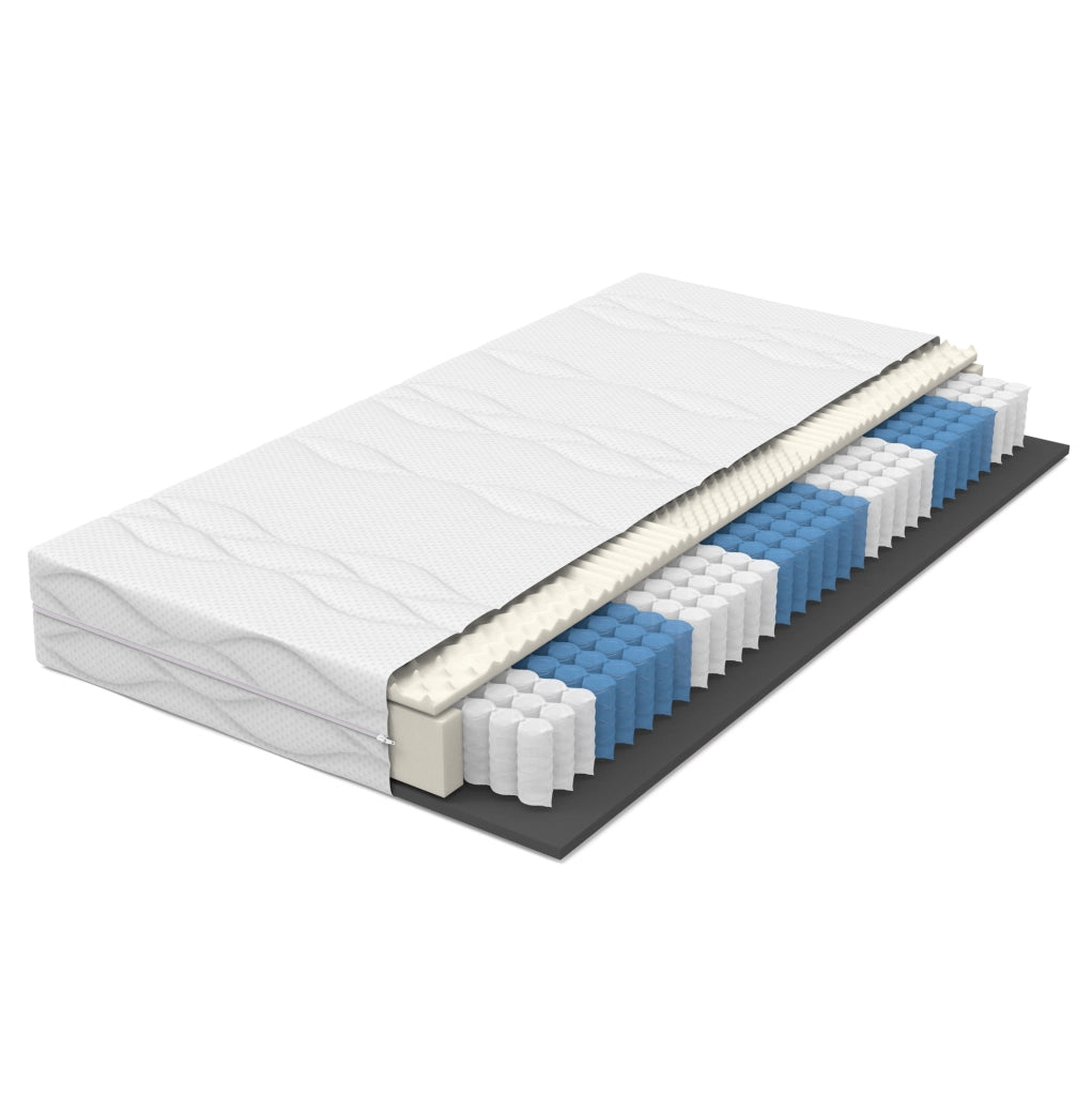 Materasso a molle e schiuma 7 zone H3/H4 bianco e grigio