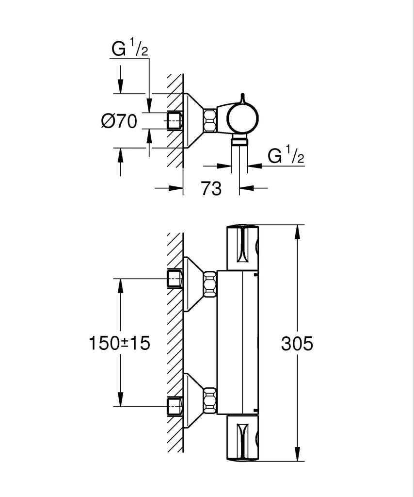 Rubinetto Miscelatore Doccia Esterno Termostatico Grohtherm 800 Cromo Grohe