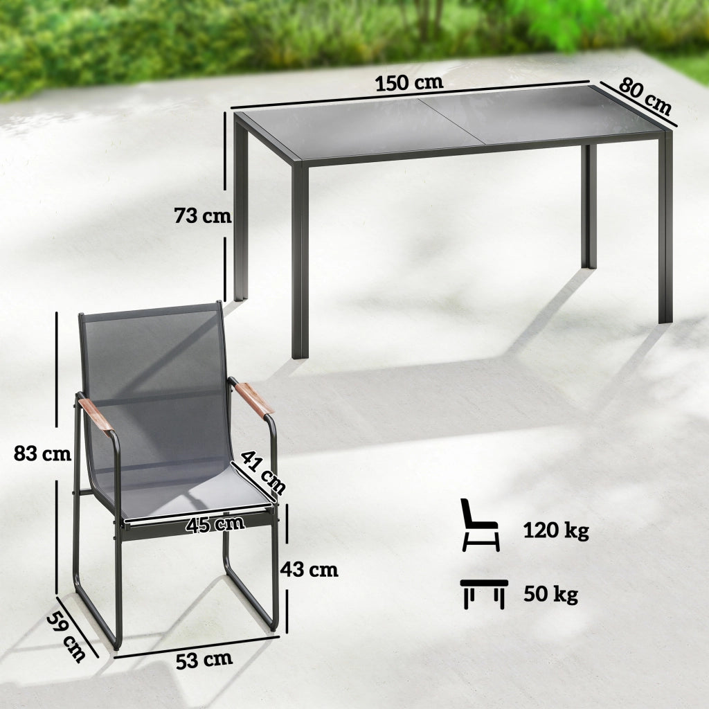 Set Giardino 7 Pezzi per 6 Persone ¨C Minimal ¨C Grigio