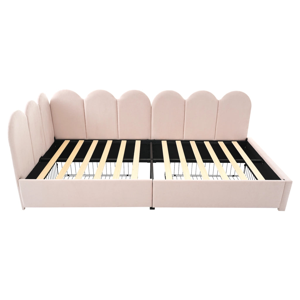 Letto singolo 90x190 cm rosa con due cassetti
