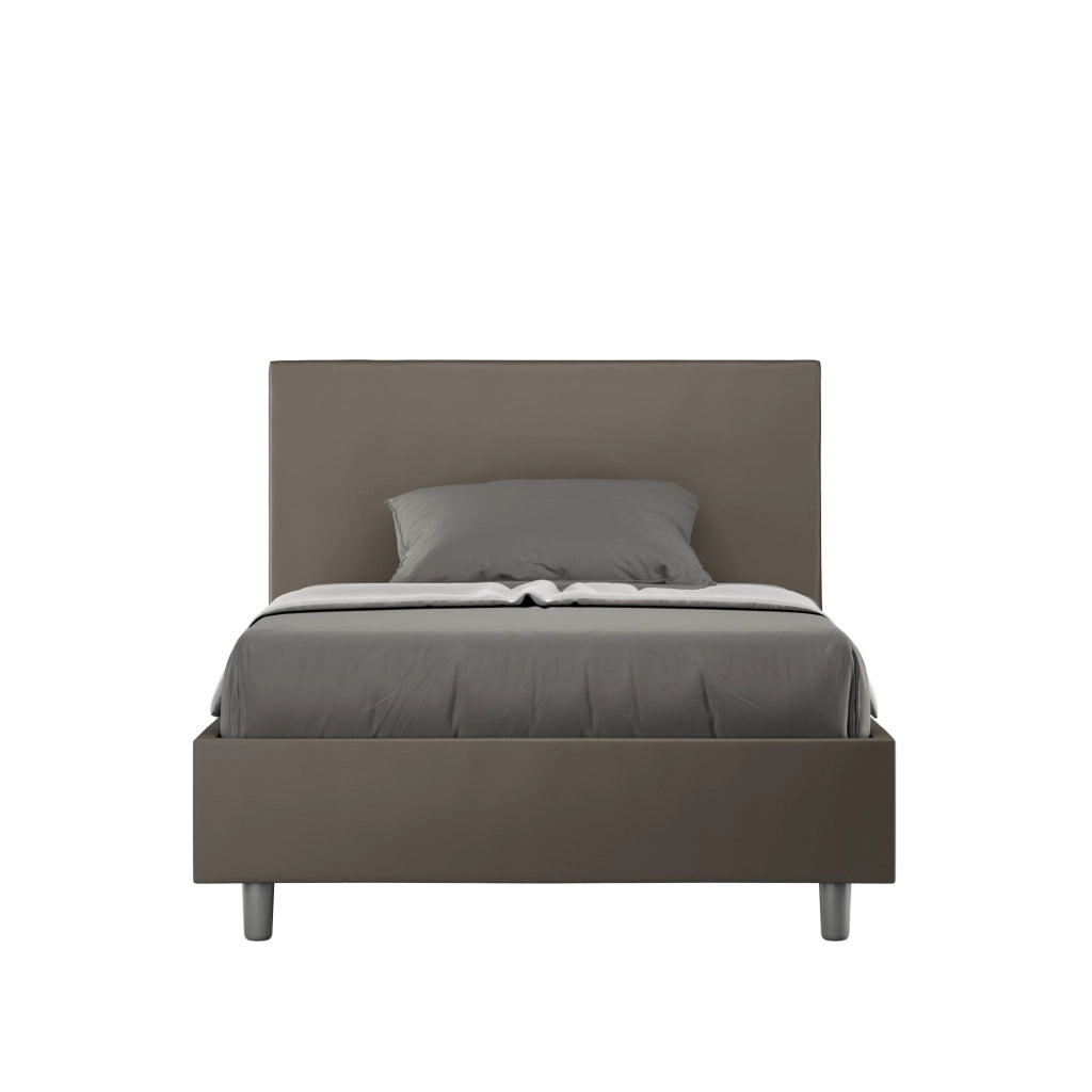 Letto 1 Piazza e Mezzo 120x200 cm con Rete e Contenitore Adele Cappuccino