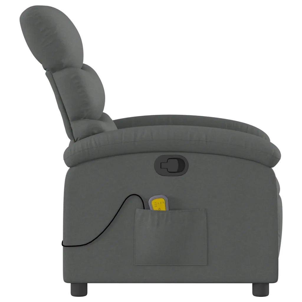 Poltrona Massaggiante Reclinabile Grigio Scuro in Tessuto 371702