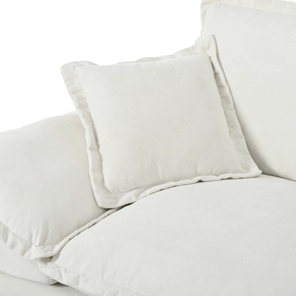 Divano 3 Posti in Ciniglia con Braccioli Curvi; Design Compatto; Beige