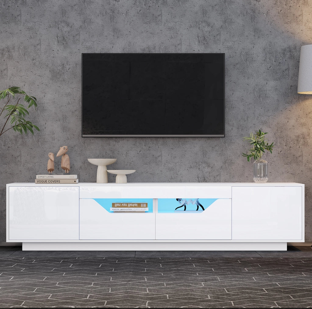 Mobile TV basso con LED 180x40x45 cm bianco