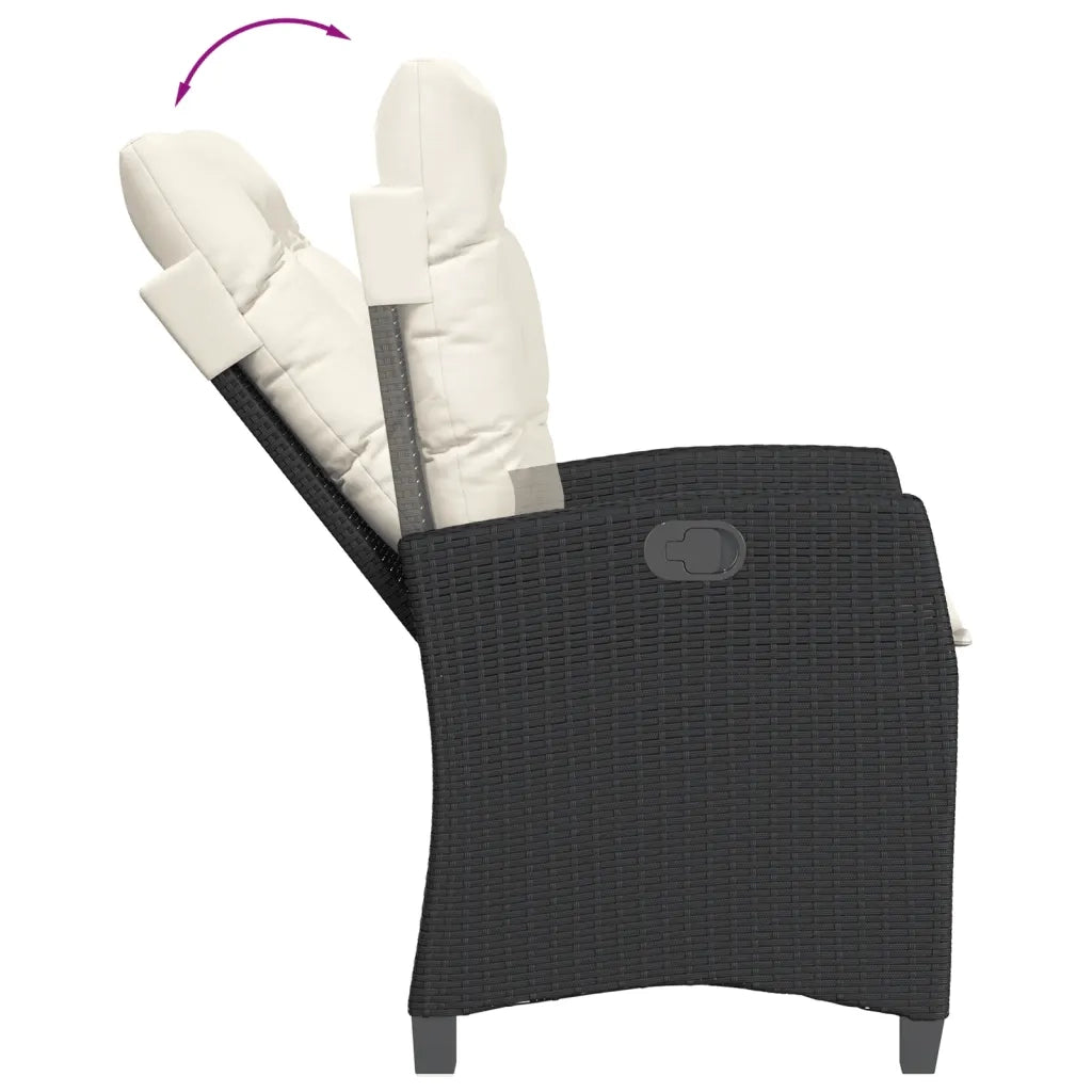 Set da Pranzo da Giardino 7 pz Nero con Cuscini in Polyrattan 3212739
