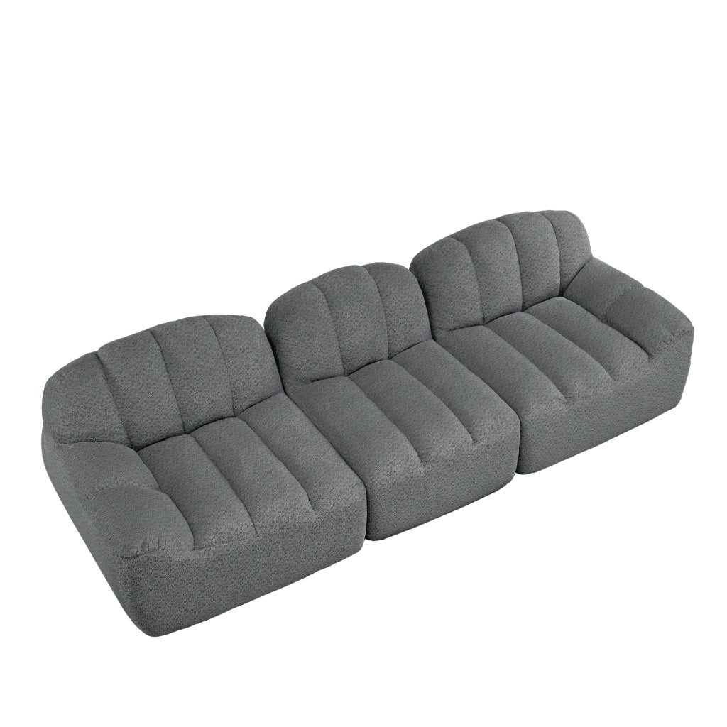 Divano 3 posti modulare imbottito ¨C MINIMAL ¨C Tessuto grigio morbido