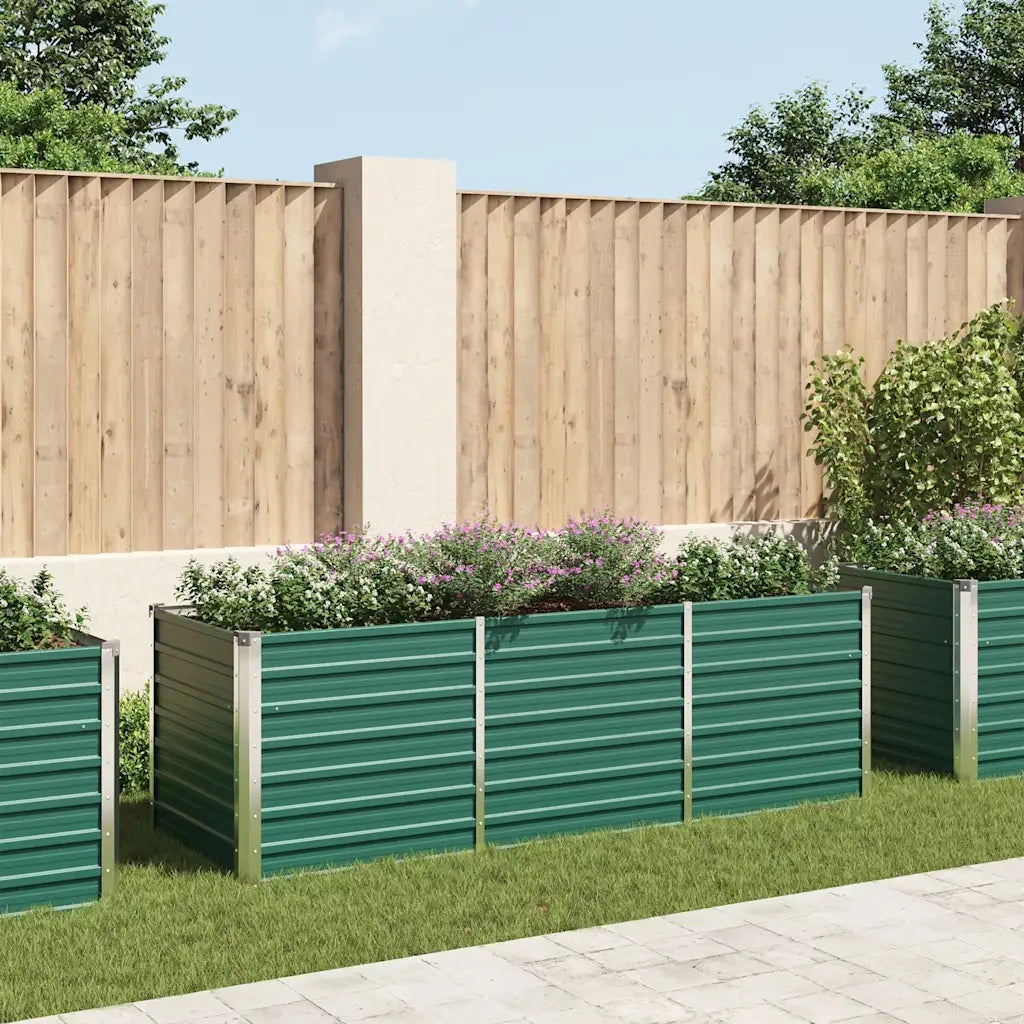 Letto Rialzato Giardino in Acciaio Zincato 240x80x77 cm Verde 44841
