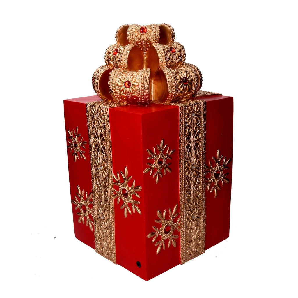 Pacco regalo resina oro e rosso cm 28x28xh50,8