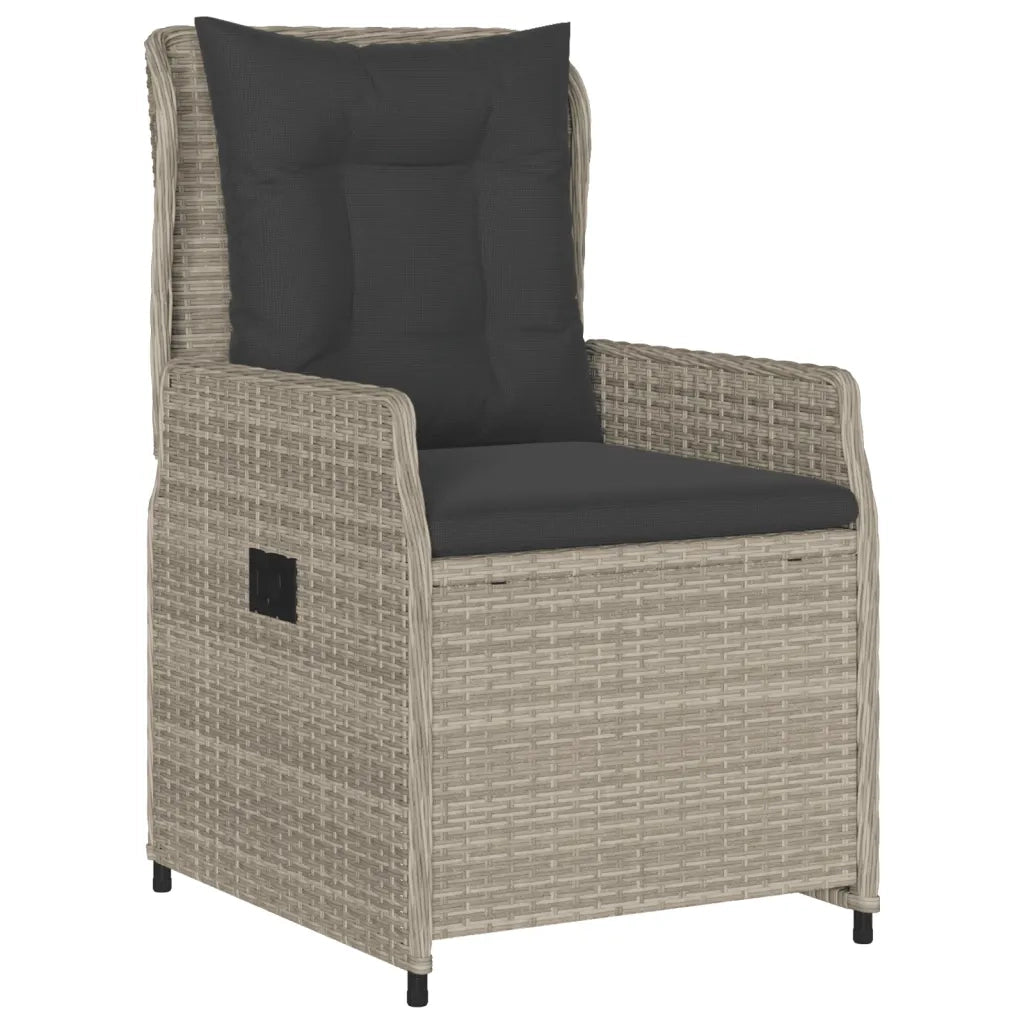 Set Pranzo da Giardino 9pz con Cuscini Grigio Chiaro Polyrattan 3262796